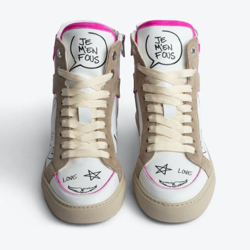 ONLY USED ONCE Zadig & Voltaire White and Pink High-Top Sneakers